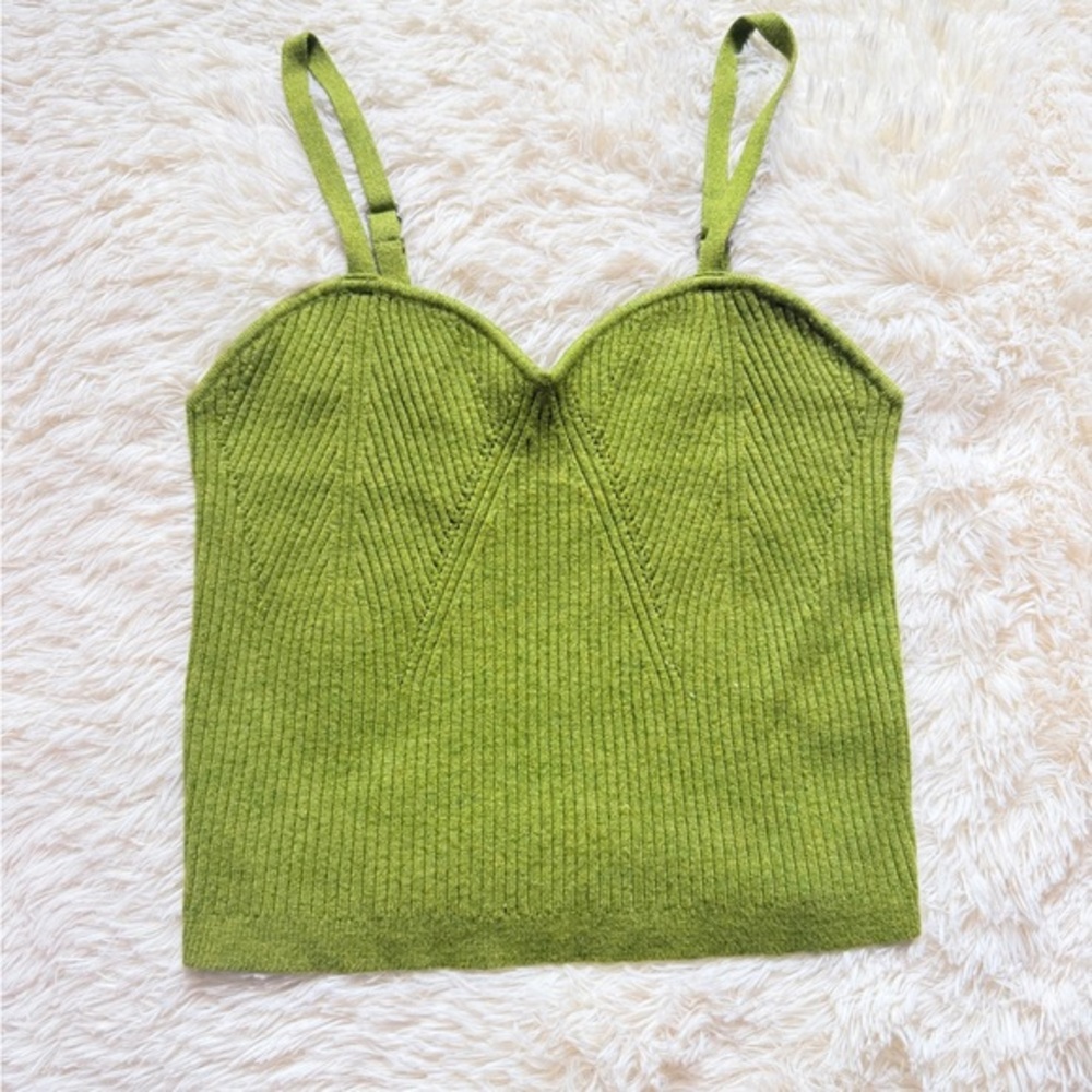 Wild Fable Olive Ribbed Knit Sweetheart Cami